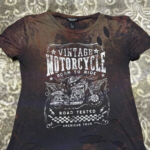Vintage Streetwear Society Distressed Motorcycle Graphic Tee
